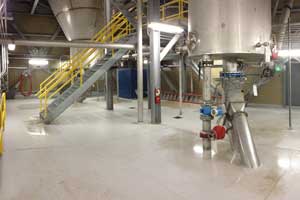 View below steep tanks