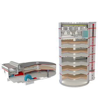 Tower with kiln
